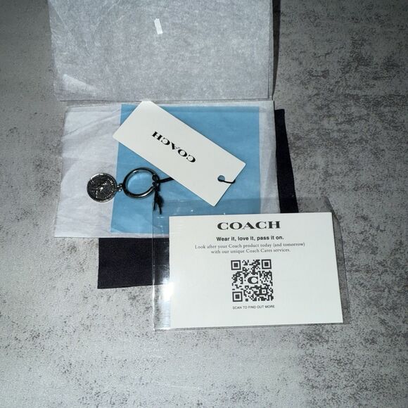 Coach Unisex Sterling Silver Coin Single Huggie Earring NWT $95 retail - Picture 4 of 6